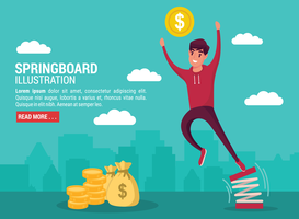 Businessman Jumping From Springboard vector