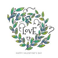 Cute Leaves With Heart Shape To Valentine's Day vector