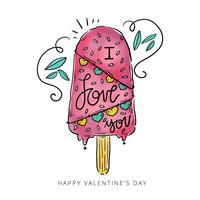 Lindo helado con mensaje de amor vector