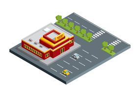 Shopping Center Building Isometric Free Vector