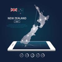 New Zealand Map Digital Phone Map Free Vector