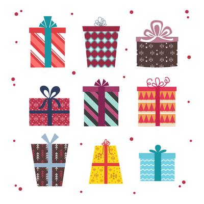Christmas Gift Boxes Vector Set 