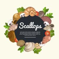 Scallops Food Display Vector Illustration