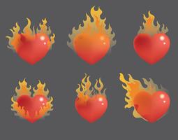 Flaming Heart Vector Set