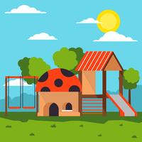 Playhouse en el medio de Playground Illustrator vector