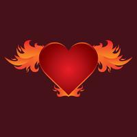 Beautiful Flaming Heart Wings Vector
