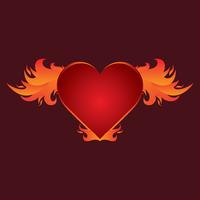 Beautiful Flaming Heart Wings Vector