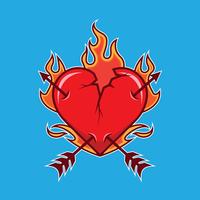 Broken Flaming Heart Illustration vector