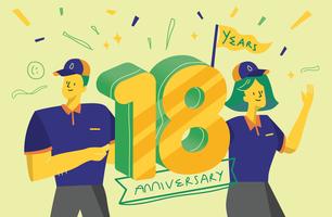Celebrating 18 Years Anniversary Background Vector Illustration