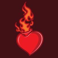 Flaming Heart Illustration Vector