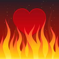 Burning Heart On Dark Background Illustration vector