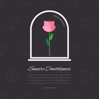 Elegante tarjeta funeraria con Rose en vidrio Editable plantilla Saludos Ilustración. vector