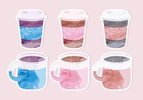 Vector Painted Coffee Cups Stickers