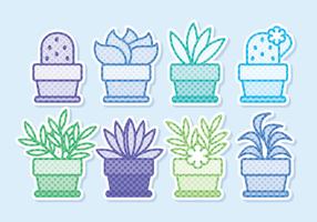 Vector Potted Flowers Sticker Collection