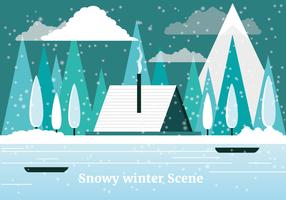 Free Flat Design Vector Winter Landscape