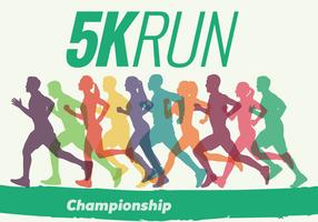 5K Run Walk Race Silhouette vector