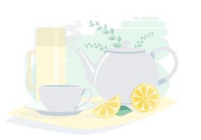 Vector Teapot on a Table Illustration