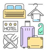 Conjunto de iconos de Hotel lineal vector