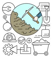 Linear Mining Icons vector