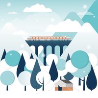 Vector ilustración de paisaje de invierno