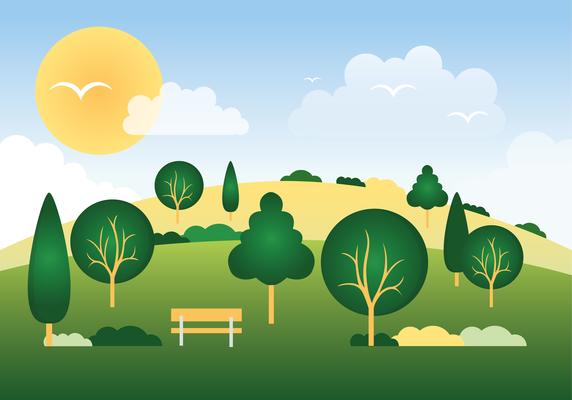 Beautiful Spring Vector Landscape Illustration