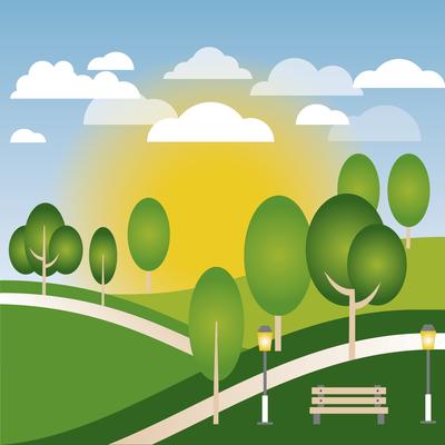 Beautiful Spring Vector Landscape Illustration