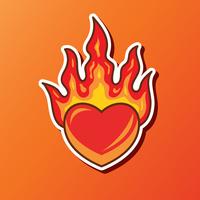 Flaming Heart Sticker vector