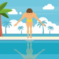 Swimmer on Springboard Illustration vector