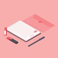 Isometric Set Valentine Stationery Vector