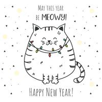 Cat New Year Vector