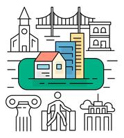 Linear City Icons vector