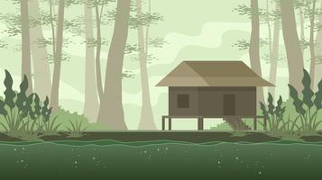 Old House In The Bayou Free Vector