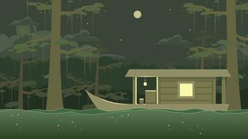 Wooden Boat Trough The Bayou Vector