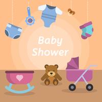 Ilustración de Vector de Baby Shower plano