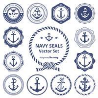 Conjunto de vectores de sellos de la marina retro