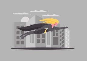 Superwoman Flying Over City Vector