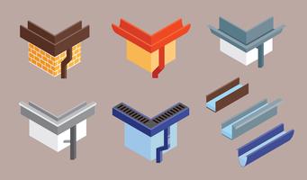 Roof Gutter Vector Flat Illustration