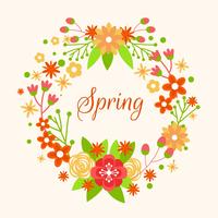 Spring Wreath With Flower Vector