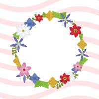 Flat  Spring Wreath Vector Illustration