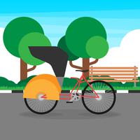 Trishaw Asia Traditional Transportation Illustration vector