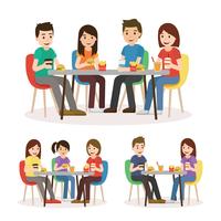 People Eating In A Food Court vector