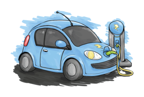 Electric Car Vector Illustration