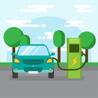 Free Electric Car Charging Vector Illustration