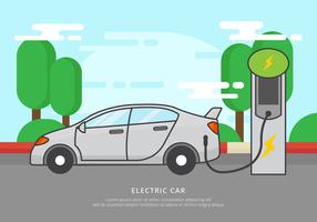 Free Electric Car Charging Vector Illustration