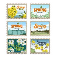 Springtime Postage Stamps Vector Collection