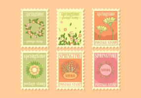 Springtime Postage Stamps Vector