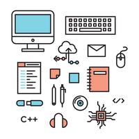 Outlined Software Engineers Icons vector