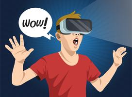 Ilustración de vector de realidad virtual experiencia hombre