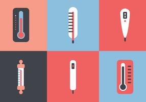 Flat and Colorful Thermometer Set vector