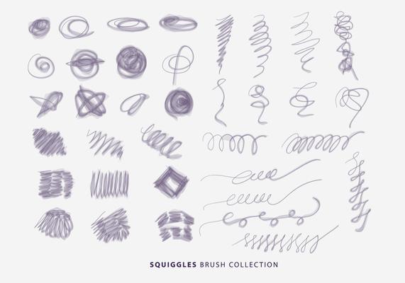 Natural Squiggles Brush Hand Drawn Collection Vector